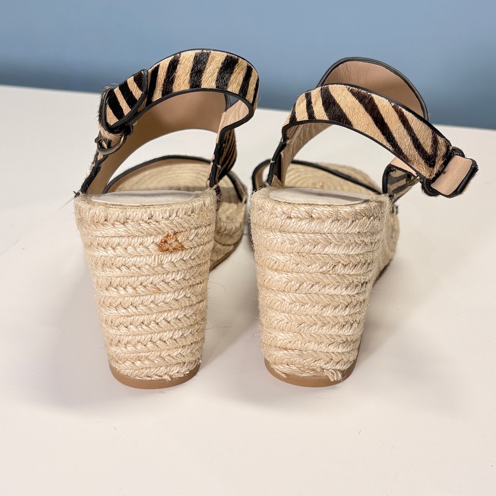 Banana Republic Zebra Print Haircalf Leather Wedge Espadrille Wedge Sandals 9.5M - Picture 6 of 12